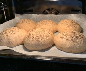 Burger buns in oven