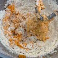 Mixing the carrot dough