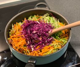 Chopped veggies in pan